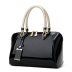 Ivory Glossy Braided-Handle Tote Bag