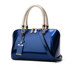 Ivory Glossy Braided-Handle Tote Bag