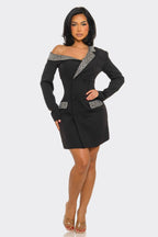 Rhinestone Trim Blazer Dress – Luxe Statement Fit