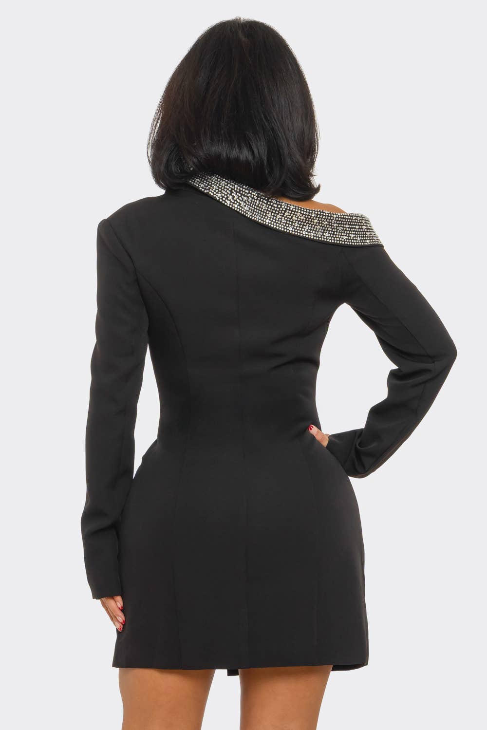 Rhinestone Trim Blazer Dress – Luxe Statement Fit