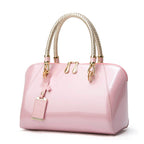 Ivory Glossy Braided-Handle Tote Bag