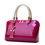 Ivory Glossy Braided-Handle Tote Bag