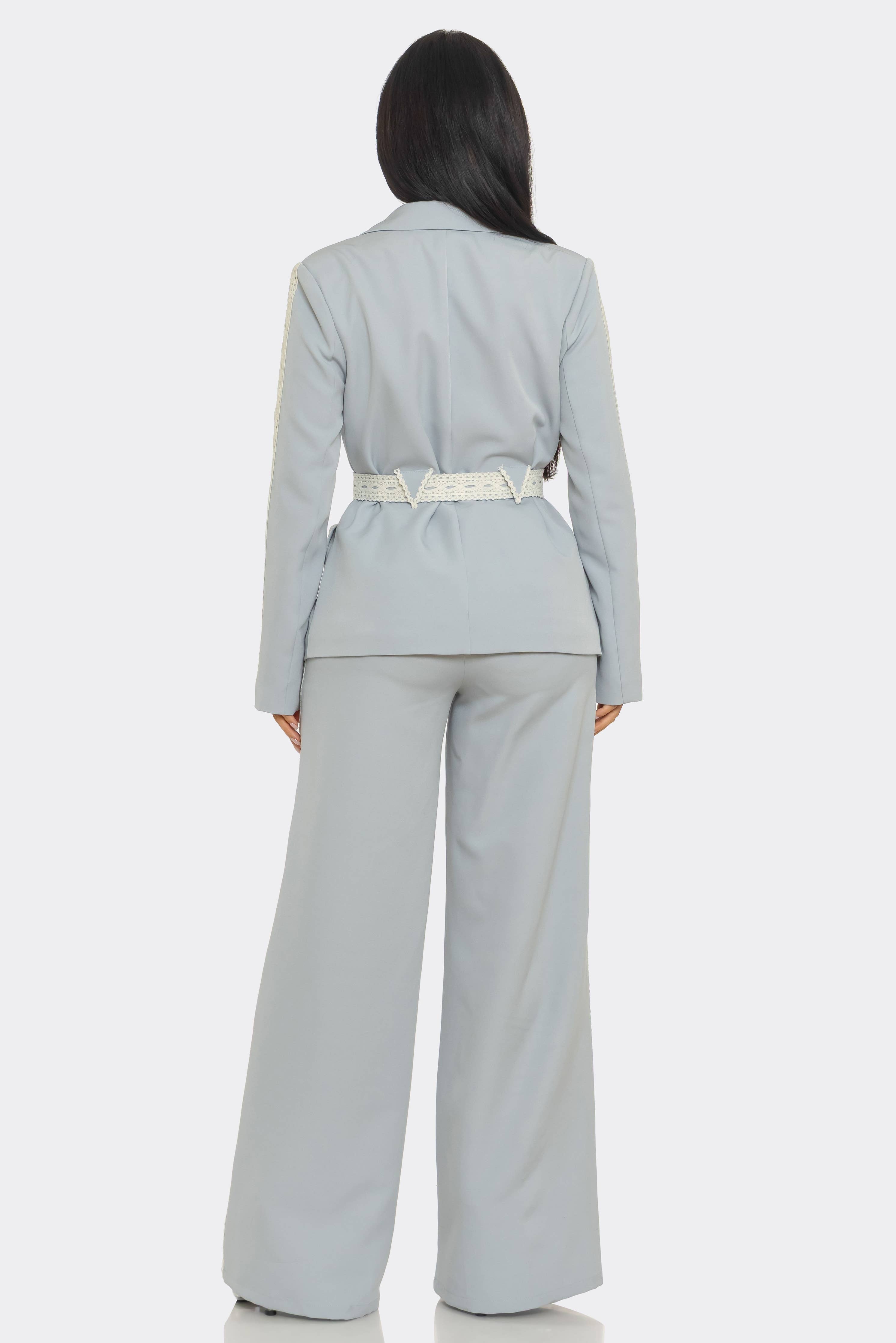 Tailored Belted Blazer Set – Elegant Structured Fit