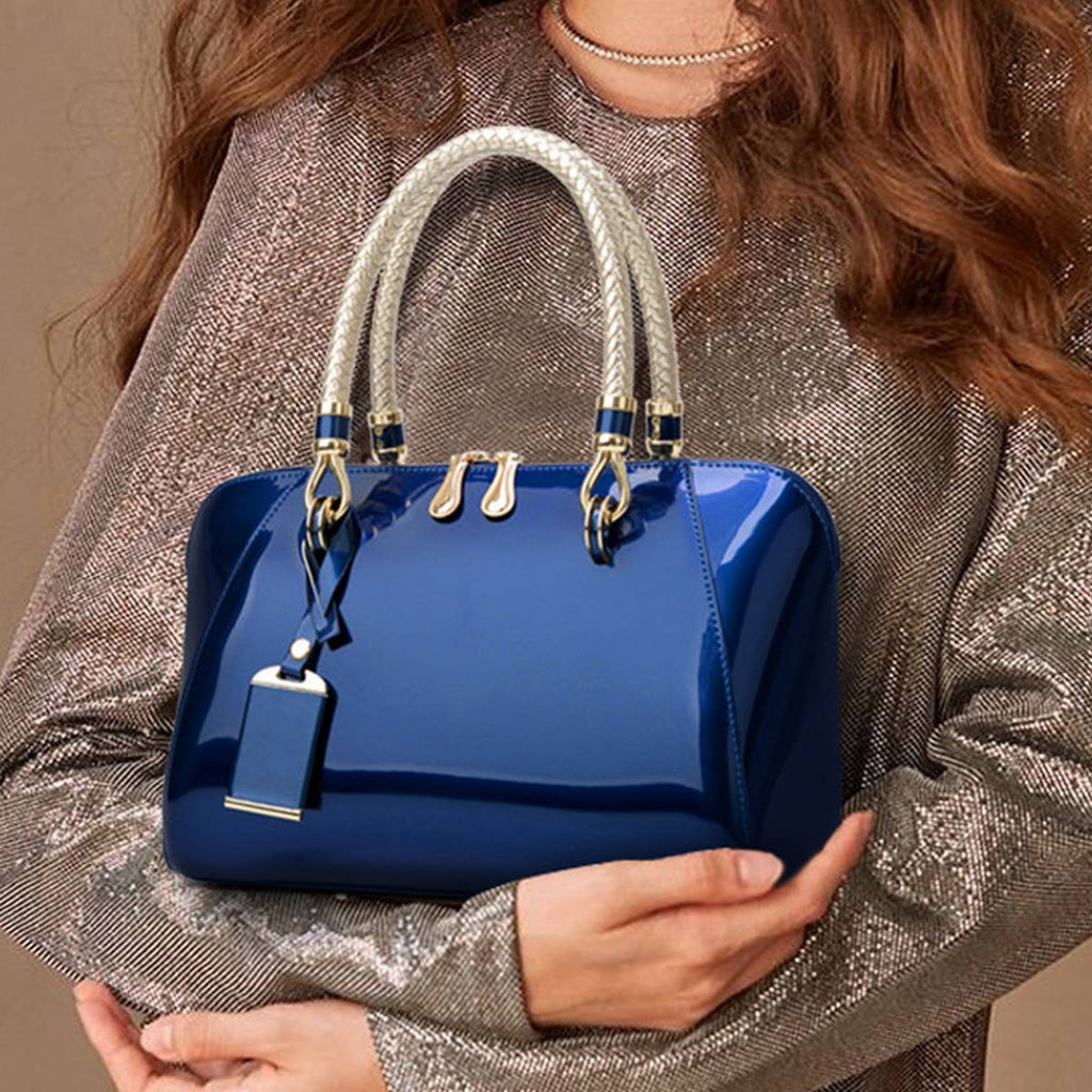 Ivory Glossy Braided-Handle Tote Bag