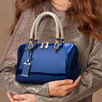 Ivory Glossy Braided-Handle Tote Bag