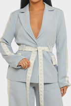 Tailored Belted Blazer Set – Elegant Structured Fit