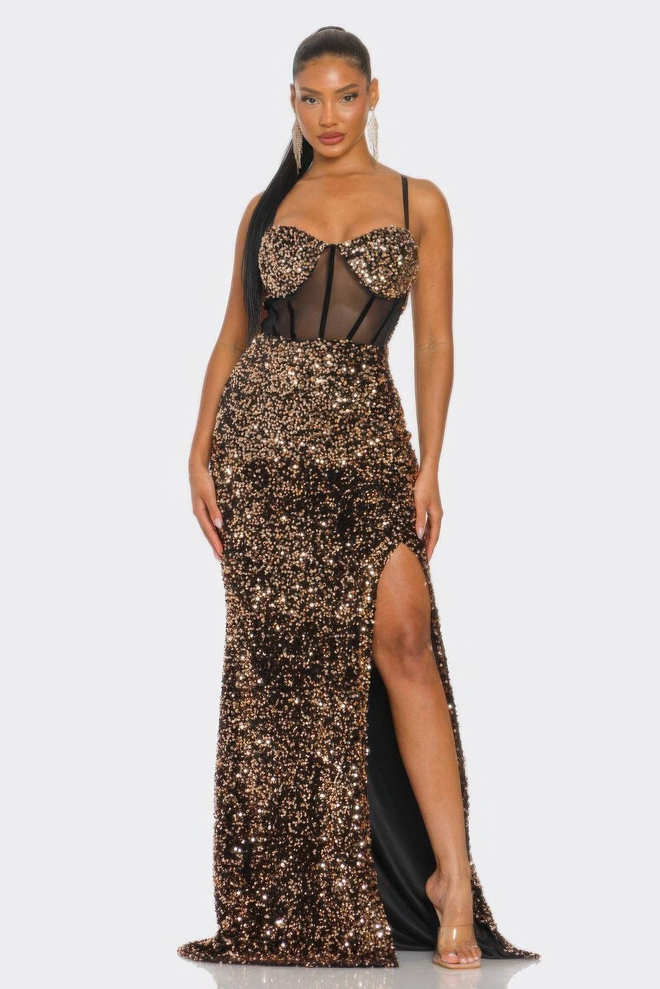 Velvet Corset Maxi Dress – Elegant Evening Silhouette