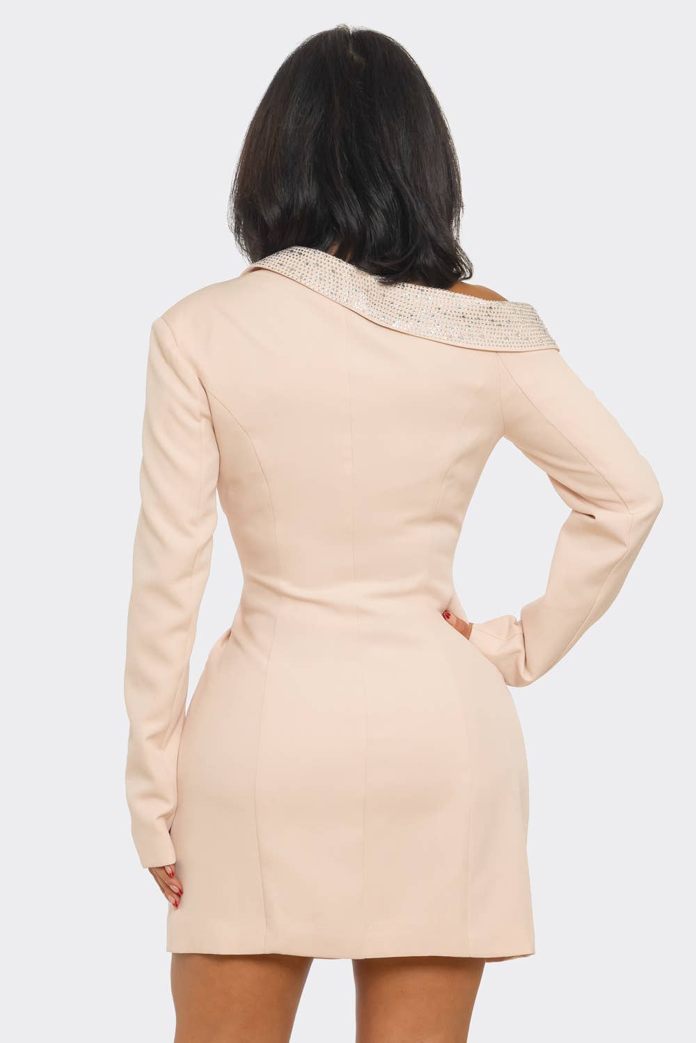 Rhinestone Trim Blazer Dress – Luxe Statement Fit