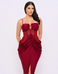 RUCHED BODYCON MIDI DRESS