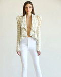 Tweed Chain-Shoulder Cropped Jacket