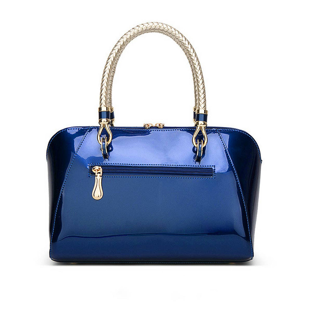 Ivory Glossy Braided-Handle Tote Bag
