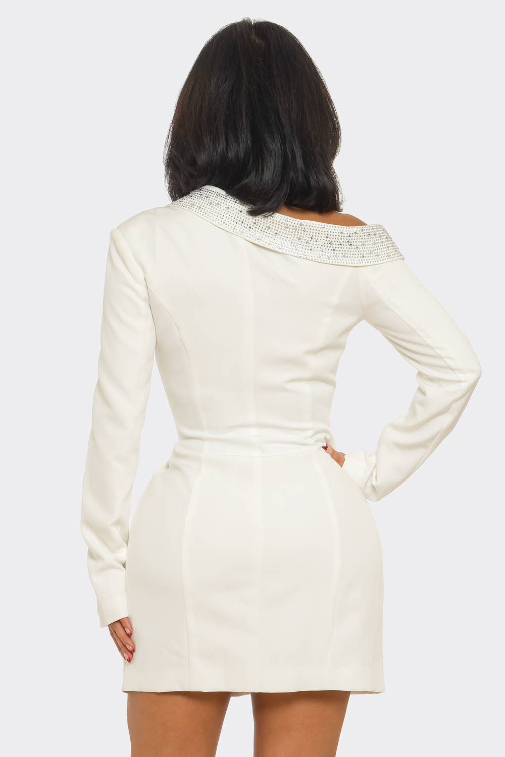 Rhinestone Trim Blazer Dress – Luxe Statement Fit