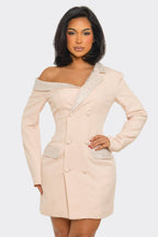 Rhinestone Trim Blazer Dress – Luxe Statement Fit
