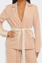 Tailored Belted Blazer Set – Elegant Structured Fit