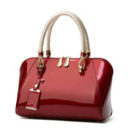 Ivory Glossy Braided-Handle Tote Bag