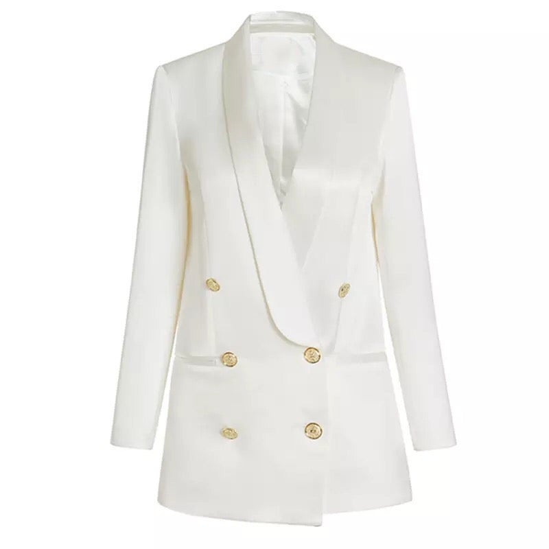 Elegant Ivory Gold-Button Blazer
