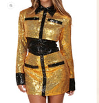 Gold & Black Mini Dress