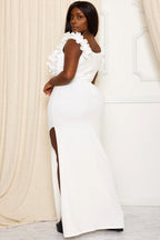 Ivory Ruffle Elegance Maxi Gown/ plus Size