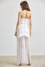 White Dream Fringe Dress
Luxe Lace Tassel Gown