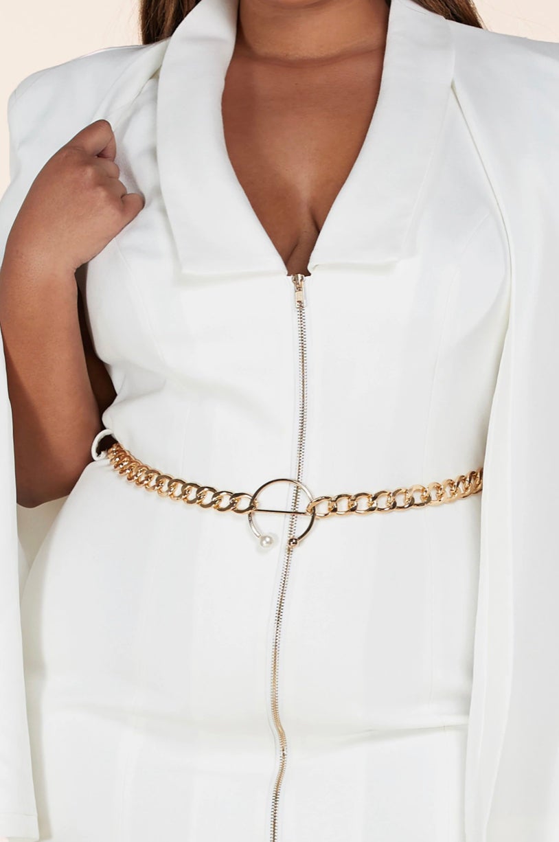 Off White Cape Belled Dress Plus Size – MASSAVELT