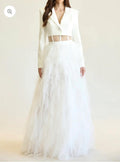 White Two-Piece Blazer Tulle Gown