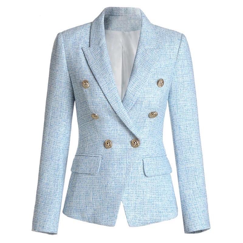 Tweed Sky Blue Gold Buttons Blazer
$189.83