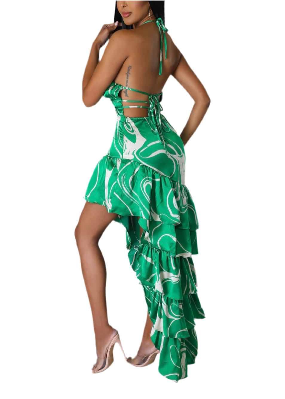 Cutout Layered Halter Dress