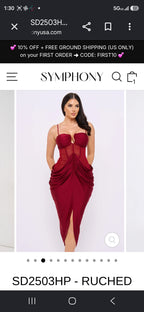 RUCHED BODYCON MIDI DRESS