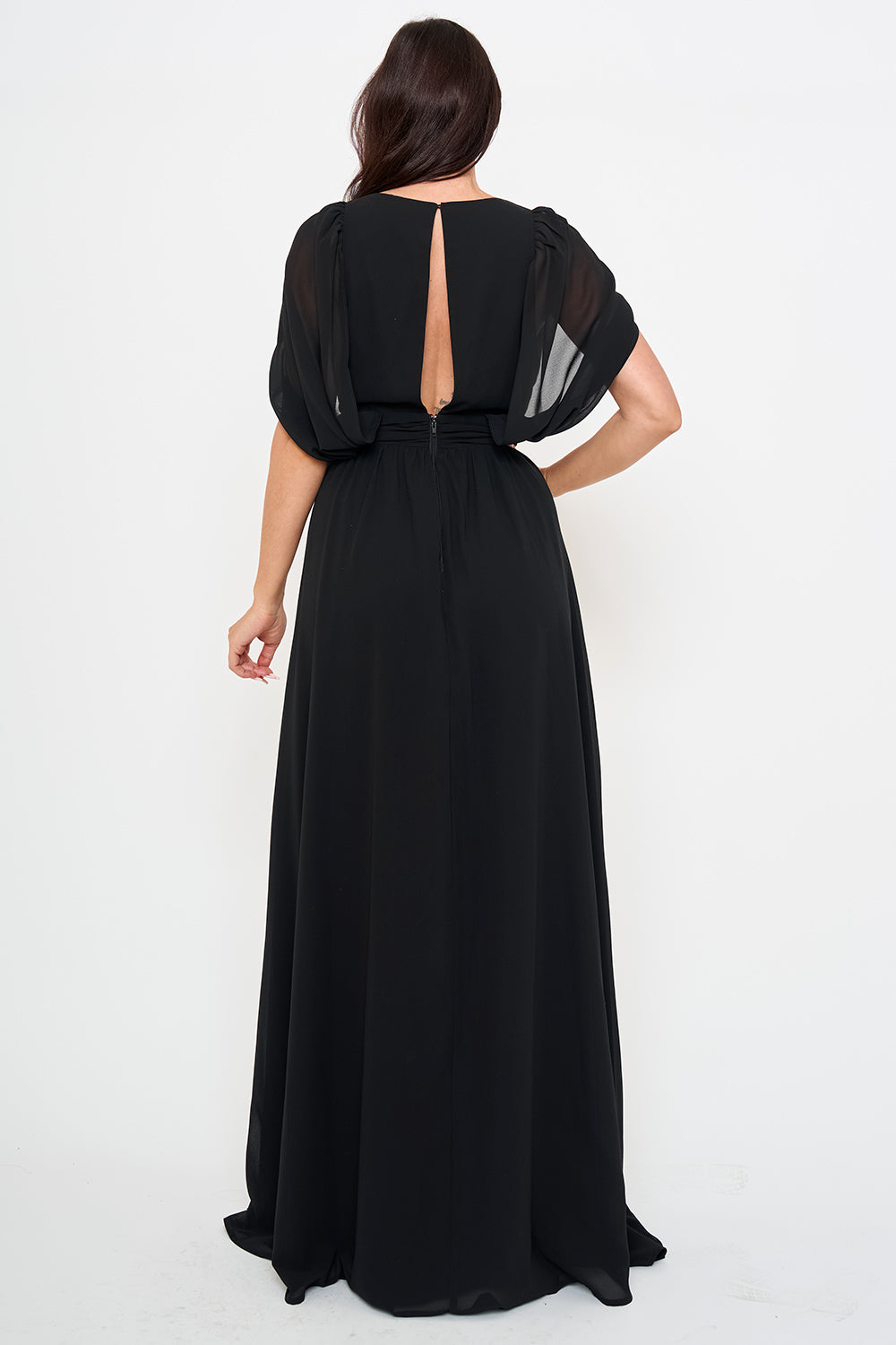 Black Flowing Sleeve Maxi Dress