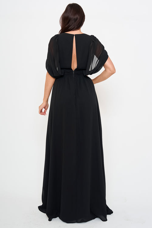 Black Flowing Sleeve Maxi Dress