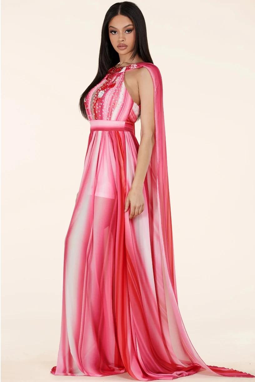 Rose Aura Cape Gown
