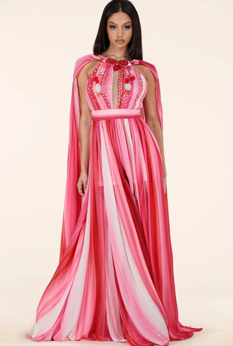 Rose Aura Cape Gown