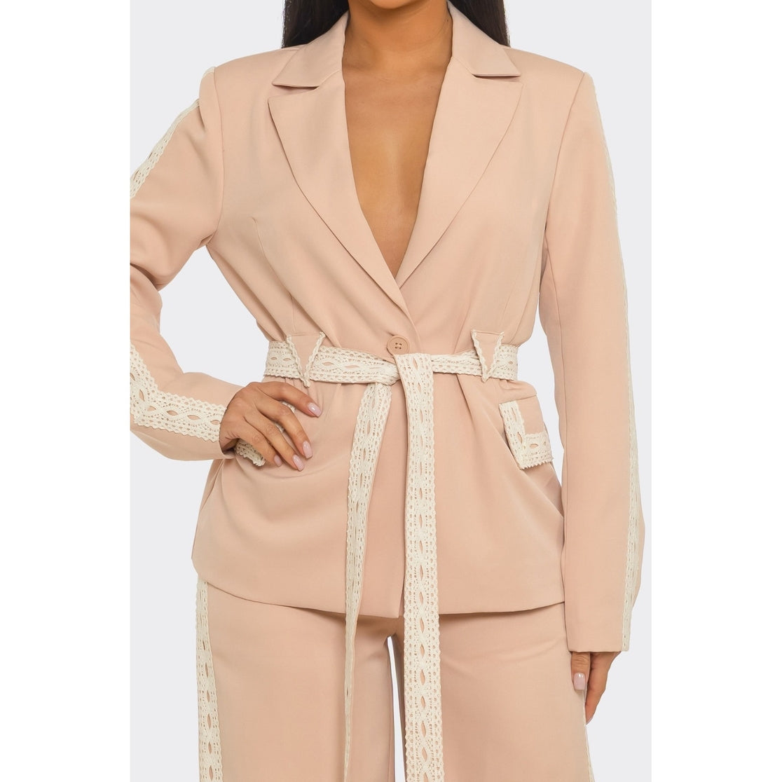 Belted blazer and flaire pants set