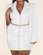 Off White Cape Belled Dress Plus Size