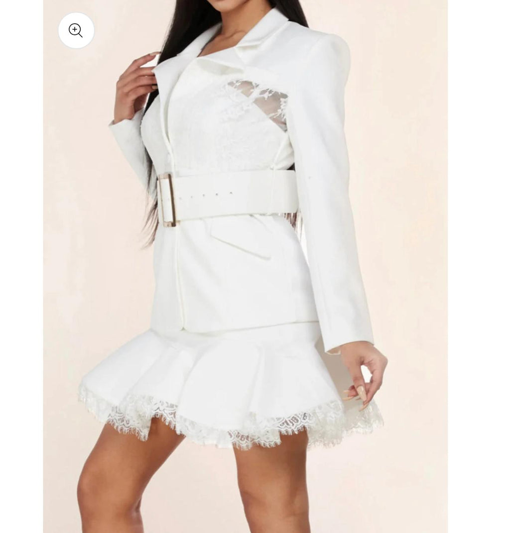 Tailored blazer overlay with waist-cinching belt
