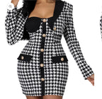 Houndstooth Corset Mini Dress