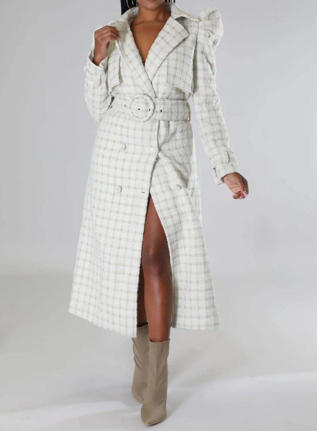 Puff Tweed MidiDress Coat