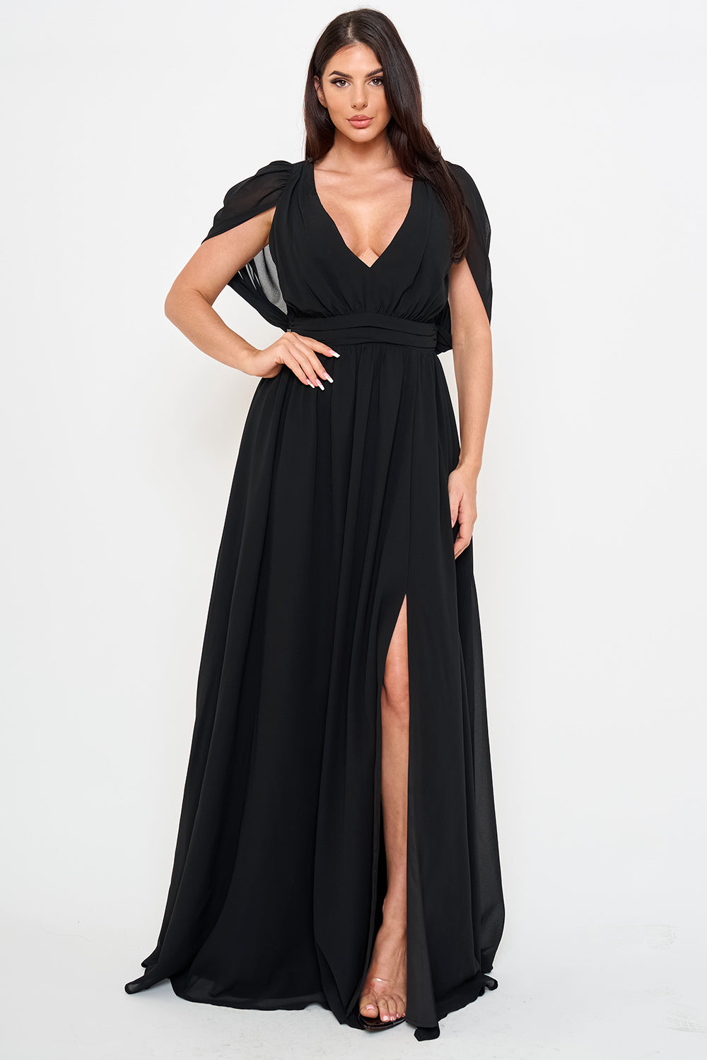 Black Flowing Sleeve Maxi Dress
