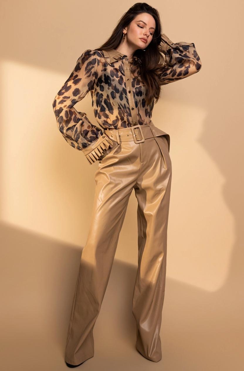 Leopard Sheer & Leather Set