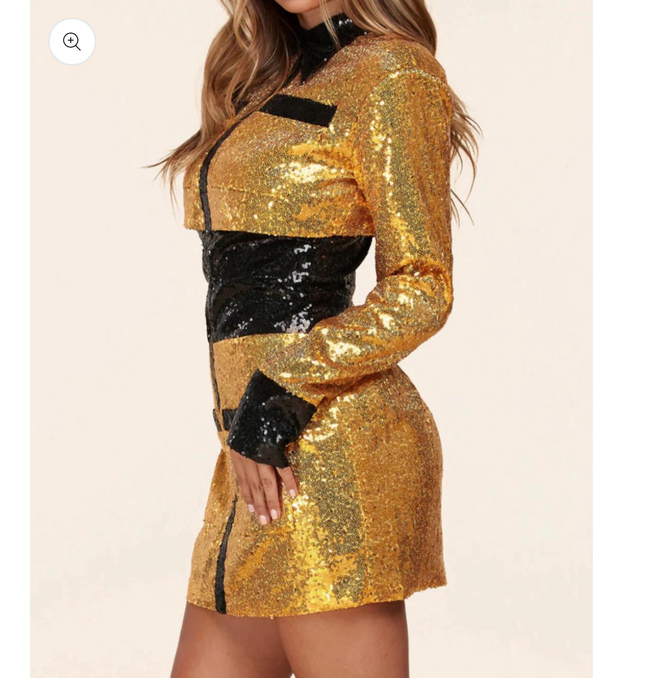 Gold & Black Mini Dress