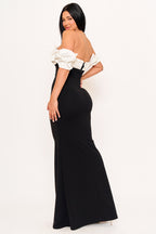 Off-Shoulder Black & White Maxi