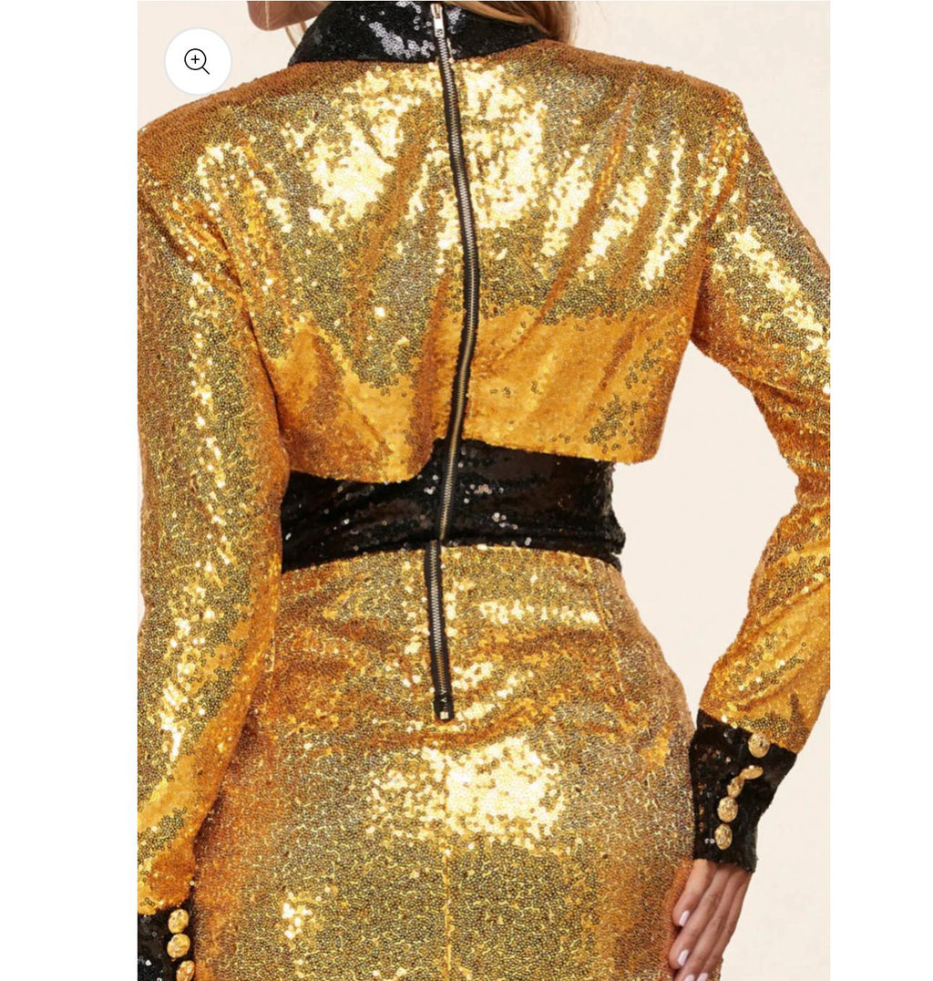 Gold & Black Mini Dress