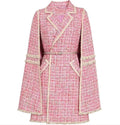The Rosé Tweed Belted Coat Dress