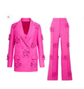 Pink Flowers Blazer & Pants Sets