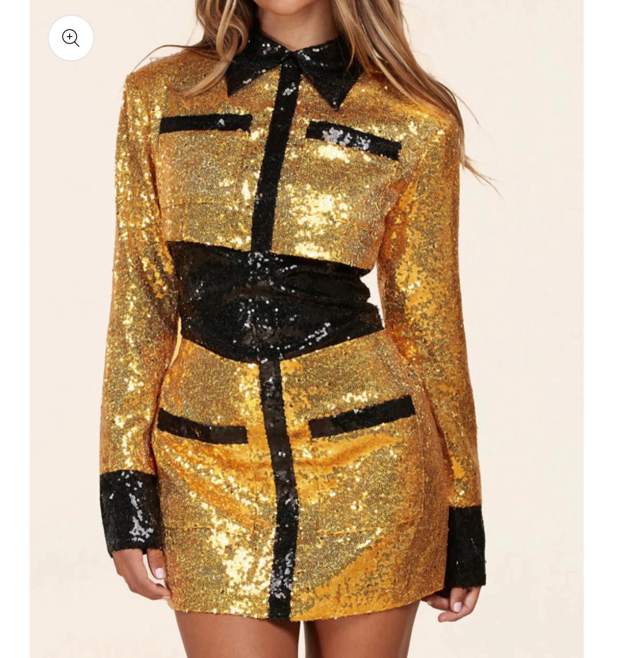 Gold & Black Mini Dress