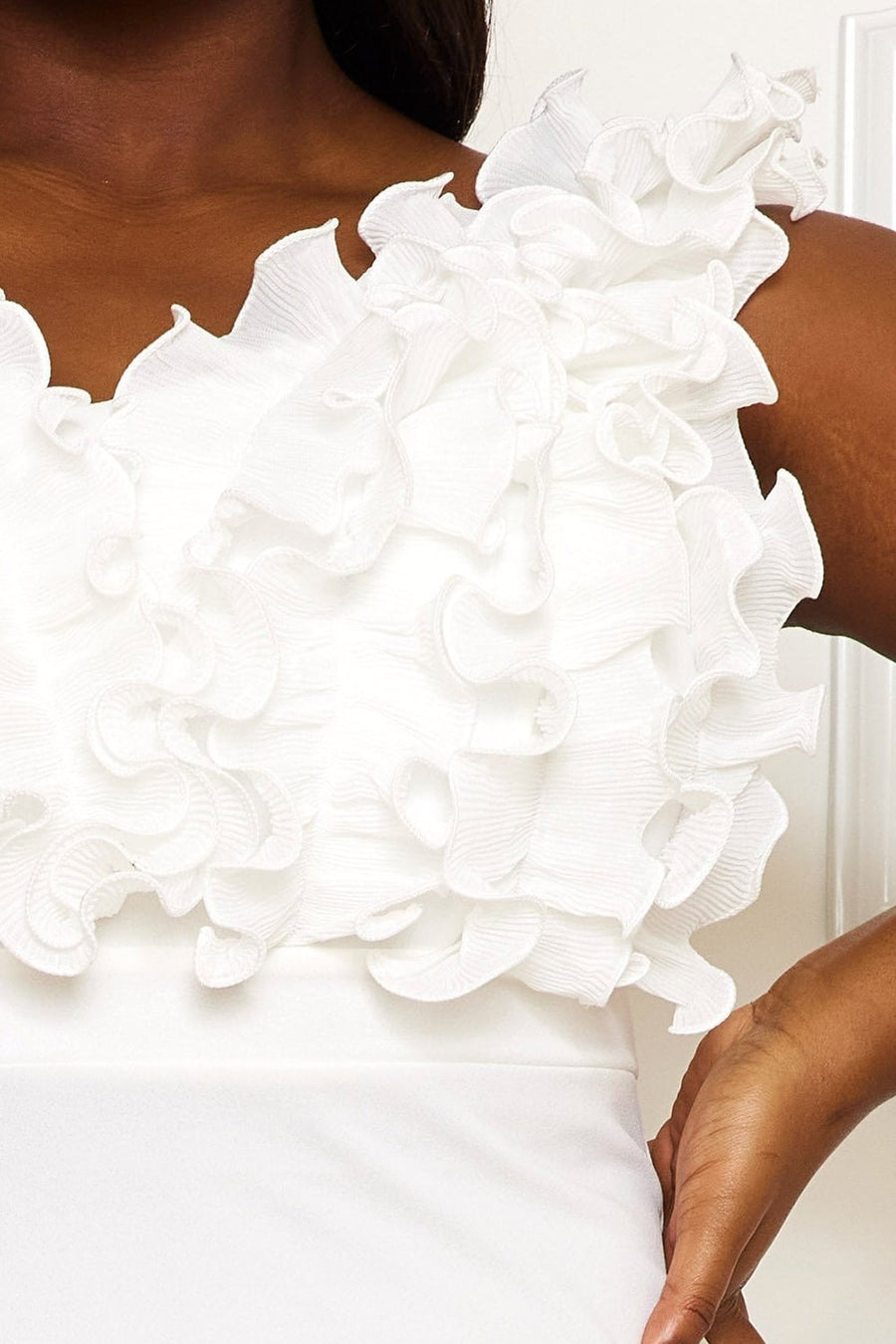 Ivory Ruffle Elegance Maxi Gown/ plus Size