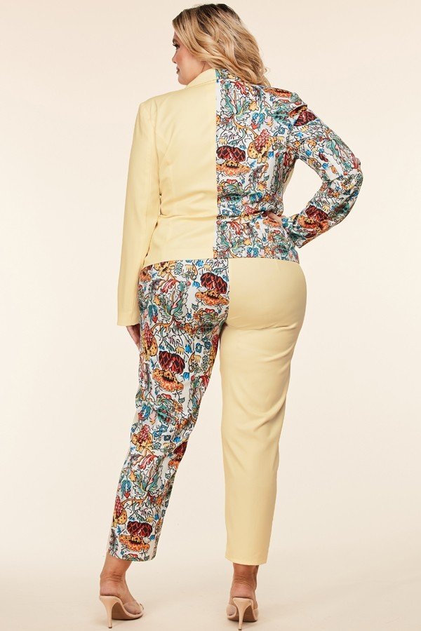 Plus Size Multi-Color Floral Pant Suit Set