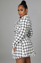 Tweed Black & White Belted Dress