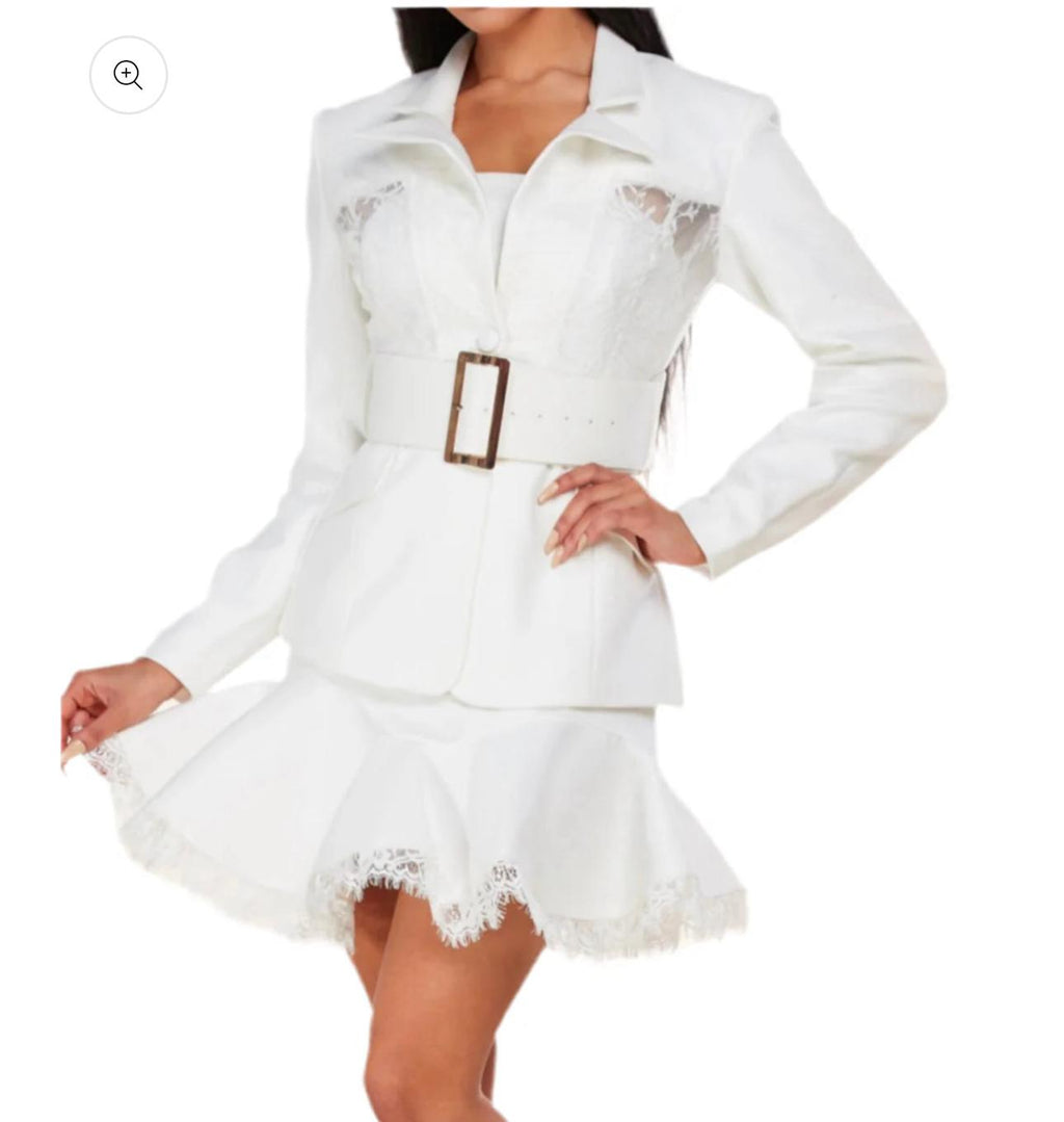 Tailored blazer overlay with waist-cinching belt