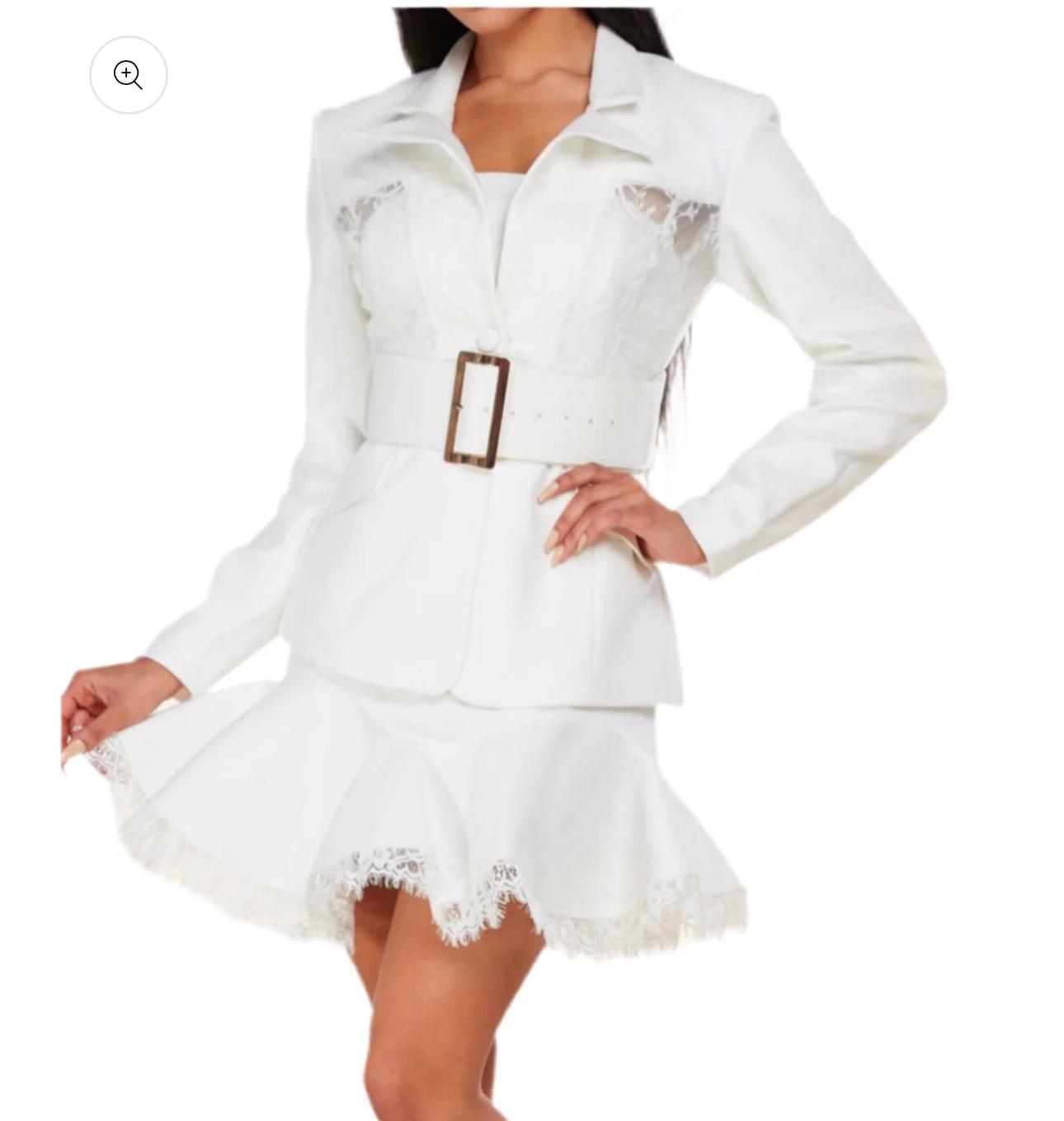 Tailored blazer overlay with waist-cinching belt